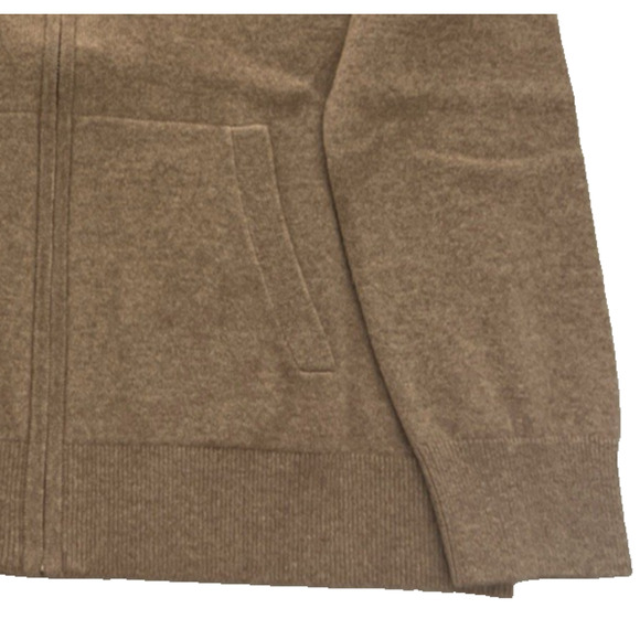 Quince Mongolian Cashmere Full Zip Hoodie Womens L Teak Tan Brown Sweater Luxury - Picture 4 of 7